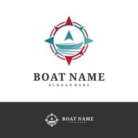 modelo de vetor de design de logotipo de barco, ilustração de conceitos de logotipo de barco.