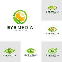 conjunto de modelo de vetor de design de logotipo de olho de natureza, ilustração de conceitos de logotipo de olho.