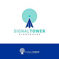 modelo de vetor de design de logotipo de torre de sinal, ilustração de conceitos de logotipo de torre de sinal.