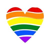 símbolo do coração com cor do arco-íris lgbt, cor com efeito de pincel, mês do orgulho vetor