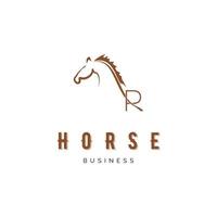 letra inicial r ícone de cavalo vector design de ilustração de modelo de logotipo