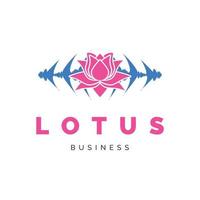 flor de lótus com inspiração de design de logotipo de ícone de frequência de ressonância vetor