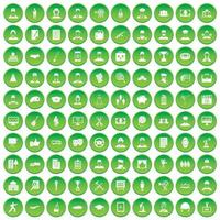 100 ícones de carreira definir círculo verde vetor