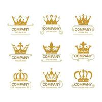 conjunto de logotipos de elementos de coroa de luxo vetor