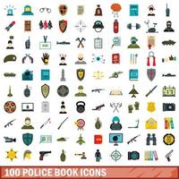 Conjunto de 100 ícones de livros policiais, estilo simples vetor