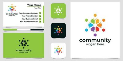 conectar logotipo de design de pessoas e cartão de marca vetor