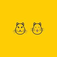 logotipo e sorriso do ícone do emoji do gato irritado vetor