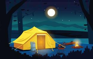 feriado noite acampamento barraca aventura ao ar livre natureza paisagem vetor