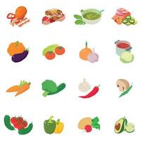 conjunto de ícones de mistura de vegetais, estilo isométrico