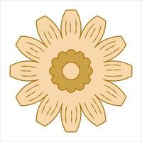 flor de margarida groovy boho isolada no fundo branco. flor retrô margarida para design hippie pastel. ilustração vetorial vetor