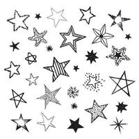 coleção de vetores de estrelas desenhadas à mão. ilustração de estrelas do doodle.