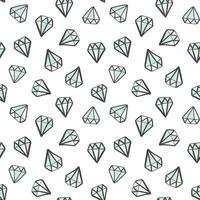 padrão de doodle sem costura de diamante. gemas desenhadas à mão, diamantes. moda, fundo feminino. vetor