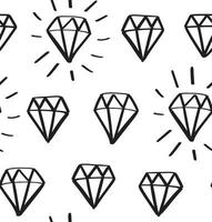 padrão de vetor de doodle de diamante. fundo da moda sem costura moda. gemas desenhadas à mão, diamantes.