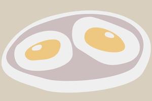 ilustração em vetor de ovos fritos em um prato.