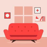 sofá vermelho na sala vetor