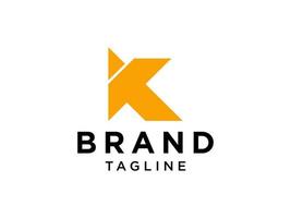 logo da letra inicial k. estilo de caligrafia de letras amarelas. utilizável para logotipos de negócios, beleza e moda. elemento de modelo de design de logotipo de vetor plana.