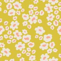 padrão floral margarida espalhada em amarelo e rosa. de fundo vector sem costura flores pequenas. impressão de flores ditsy para têxteis, decoração de casa, papel de parede, embrulho.