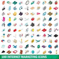 conjunto de 100 ícones de marketing na internet vetor