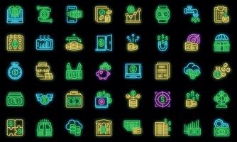 conjunto de ícones de renda passiva vetor neon