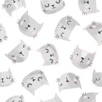 padrão de vetor de gato com rostos de gato pintados à mão desenhados. ilustração de impressão perfeita para crianças.