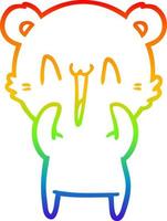 desenho de linha de gradiente de arco-íris desenho de urso feliz vetor