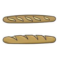 um longo pedaço de pão de trigo branco, ilustração vetorial em estilo cartoon em um fundo branco vetor