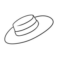 imagem monocromática, chapéu elegante com fita, chapéu de sol, ilustração vetorial em estilo cartoon em um fundo branco vetor