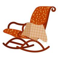 cadeira de balanço com um cobertor xadrez de outono vetor