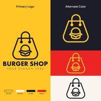 design de logotipo de loja de hambúrguer minimalista simples vetor