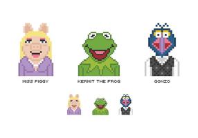 Personagens vetoriais de pixel muppet grátis vetor