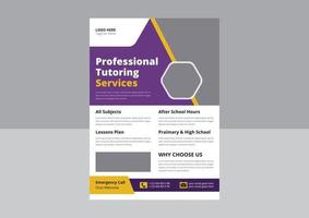 design de folheto de promoção de serviço de tutoria. modelo de folheto de cartaz de serviço de tutoria online. capa, design de folheto, design de tamanho a4. vetor