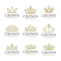 conjunto de logotipo de coroa de ouro vetor