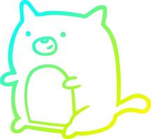 gato de desenho animado de desenho de linha de gradiente frio vetor