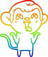 linha de gradiente de arco-íris desenhando macaco de desenho animado louco vetor