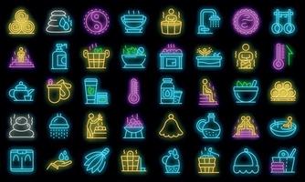 conjunto de ícones de sauna vetor neon