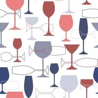 abstrato sem costura padrão contemporâneo com taças de vinho de diferentes formas. talheres transparentes para beber. gráficos vetoriais. vetor