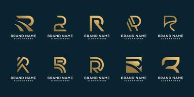 coleção de logotipo r com vetor premium de conceito criativo dourado