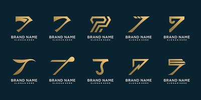 ícone do logotipo com o número sete com vetor premium de conceito criativo dourado