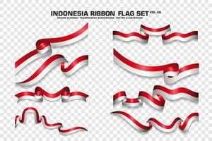 conjunto de bandeiras de fita indonésia, design de elementos, estilo 3d. ilustração vetorial vetor