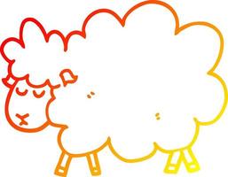 desenho de linha de gradiente quente ovelha de desenho animado vetor