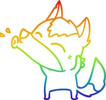 desenho de linha de gradiente de arco-íris desenho de lobo uivante vetor