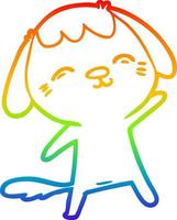 linha de gradiente de arco-íris desenhando cachorro de desenho animado feliz vetor