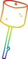 desenho de linha gradiente arco-íris desenho animado marshmallow torrado vetor