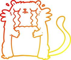 desenho de linha de gradiente quente desenho de gato chorando vetor