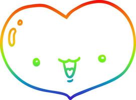 desenho de linha de gradiente de arco-íris personagem de coração de amor de desenho animado vetor