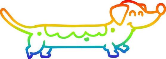 cão de desenho de desenho de linha de gradiente de arco-íris vetor