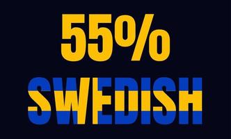 55% ilustração de arte vetorial de etiqueta sueca com fonte fantástica e cor amarela azul vetor
