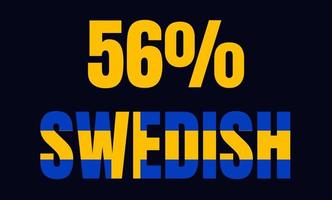 56 por cento ilustração de arte vetorial etiqueta sueca com fonte fantástica e cor amarela azul vetor