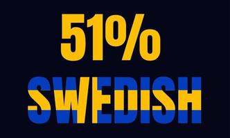 51 por cento ilustração de arte vetorial etiqueta sueca com fonte fantástica e cor amarela azul
