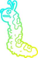 linha de gradiente frio desenhando lagarta engraçada dos desenhos animados vetor